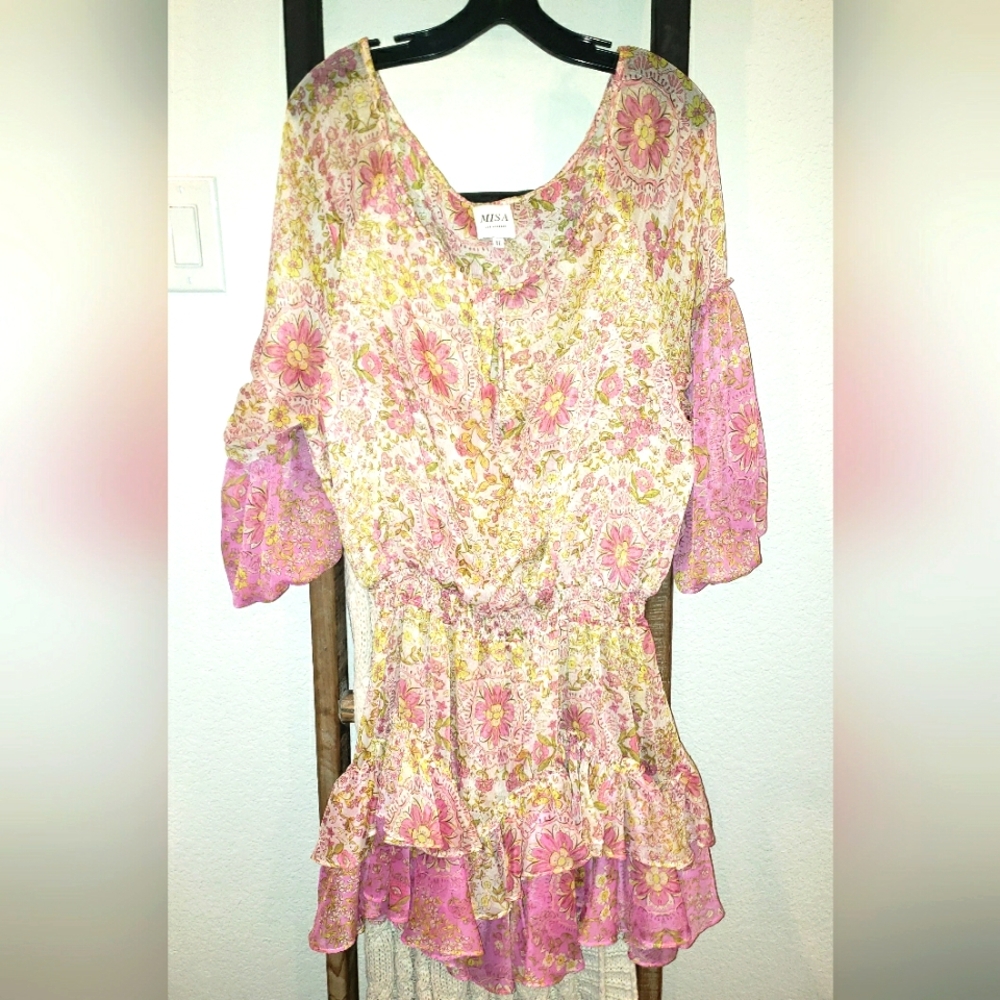 NEW MISA Los Angeles Viviana Dress in Flora Medallion Mix SZ XL